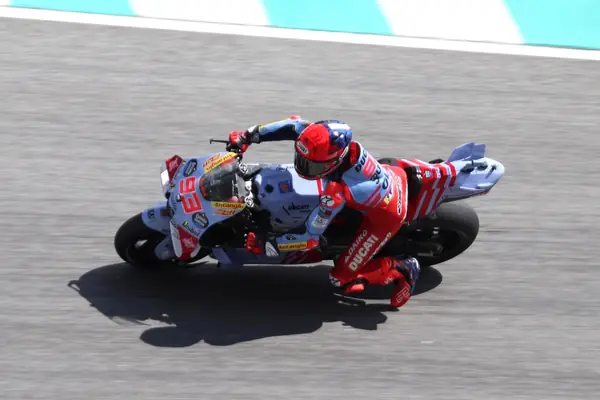 Marc Márquez on the Gresini Racing Ducati, a year-old bike, at the 2024 Malaysian Grand Prix, November 1, 2024