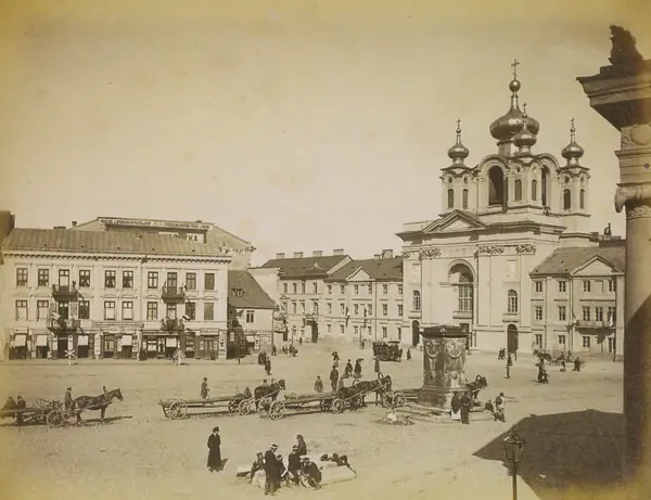 Plac Krasińskich, Warsaw, with the Russian Orthodox church, photographed by Konrad Brandel about 1885 (not the Flying University)