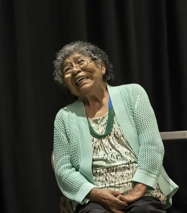 Marie Wilcox laughing at the same awards night, Woodlake, California, March 4, 2016