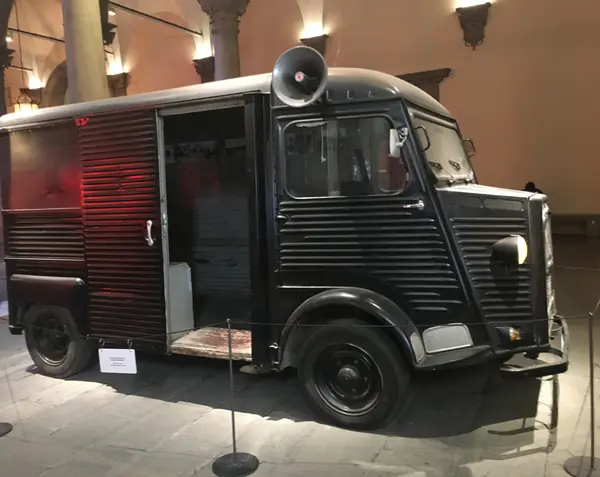 The Citroën van Marina Abramović and Ulay lived in, shown at Palazzo Strozzi, Florence, December 30, 2018