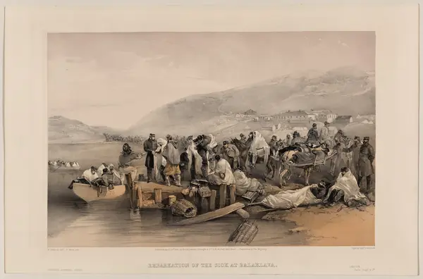 “Embarkation of the sick at Balaklava,” lithograph after William Simpson, 1855 (Seacole isn’t shown)