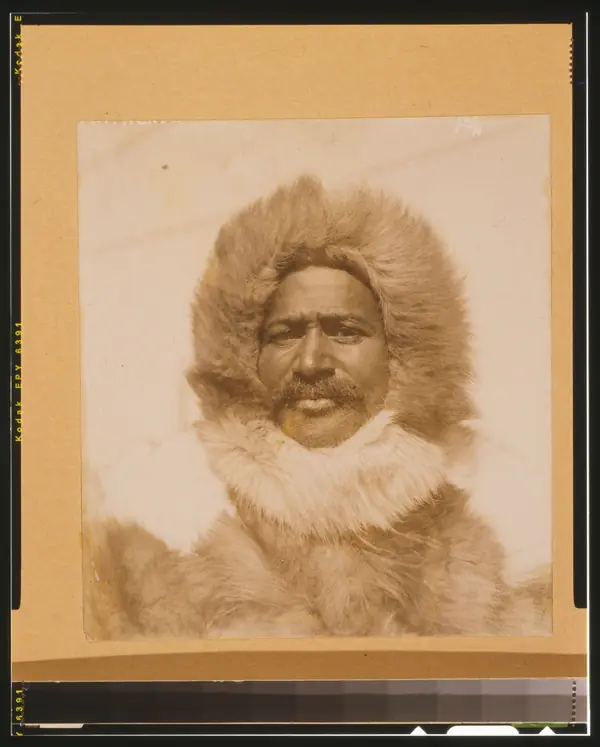 Matthew Alexander Henson, head-and-shoulders portrait, facing front, wearing fur hat and fur coat LCCN00650163