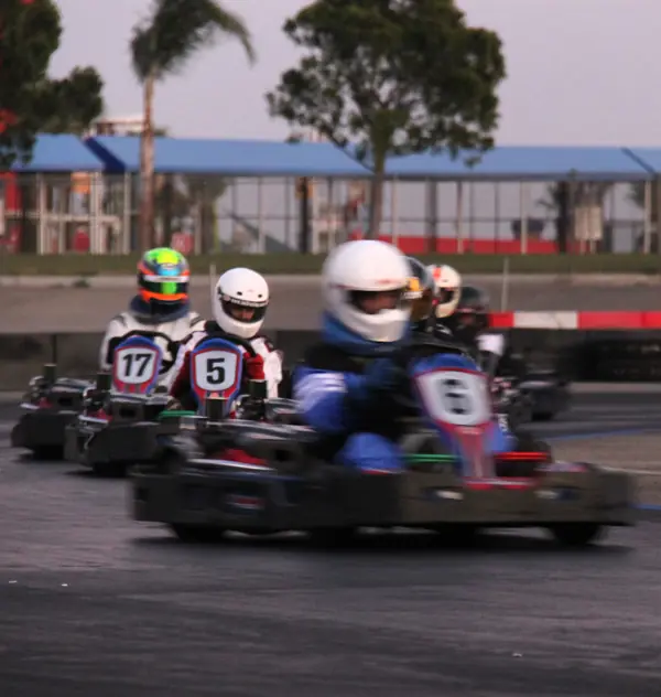 The back of the pack on the first lap of the same race, CalSpeed Karting, California, January 2012 (not Max vs 100)