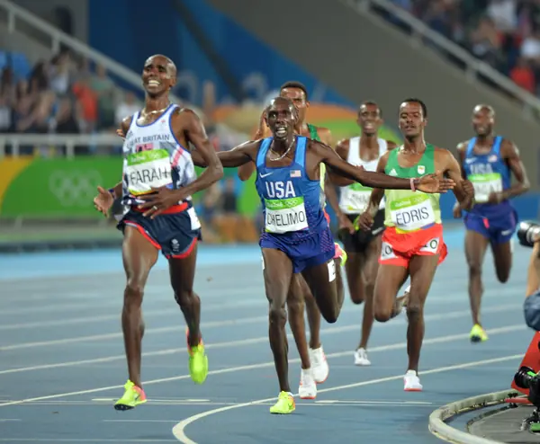 Mo Farah winning the 5,000-meter final, Rio de Janeiro, August 20, 2016