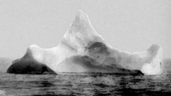 The iceberg suspected of sinking the Titanic, photographed by the chief steward of the liner Prinz Adalbert, April 15, 1912