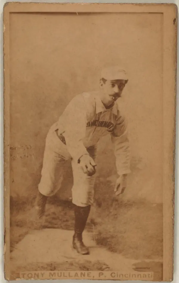 Tony Mullane, Walker’s Toledo pitcher, on an Old Judge cigarette card, about 1887–90