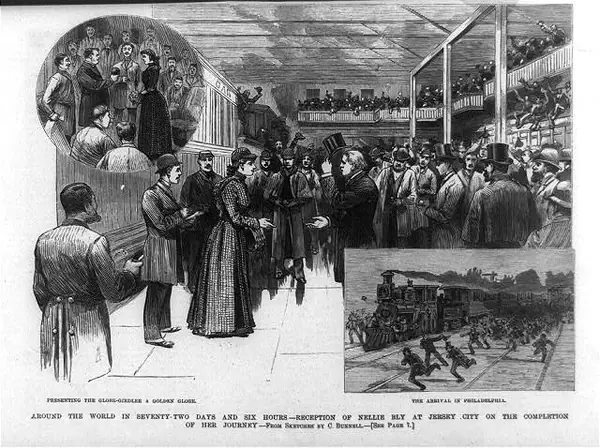 Around the world in seventy-two days and six hours - reception of Nellie Bly at Jersey City on the completion of her journey LCCN99613984
