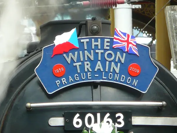The Winton Train headboard on the locomotive 60163 Tornado, London Liverpool Street, September 4, 2009