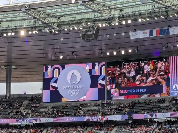 The giant screen at the Stade de France on the morning of August 4, 2024 (not the result of the final)