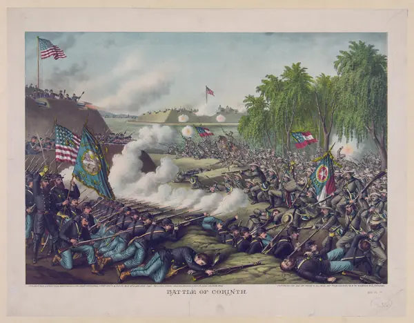 “Battle of Corinth,” October 3–4, 1862, Kurz & Allison print, 1891 (an artist’s illustration)