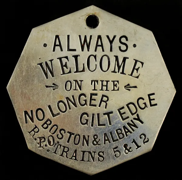 Boston & Albany Railway Post Office tag, 1888-1897, from the National Postal Museum - NPM-0 052985 138e