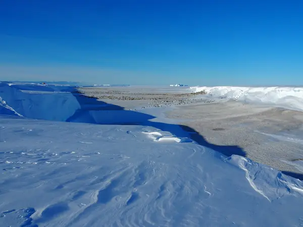 Wind-carved snow on the ice shelf above the Atka Bay colony, November 30, 2018 (not the day of the storm)