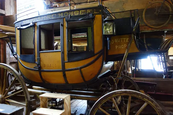 A Concord coach at the Hadley Farm Museum, 2013 (the type he likely drove, not his own)