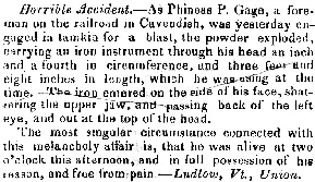 Boston Post notice of the accident, September 21, 1848