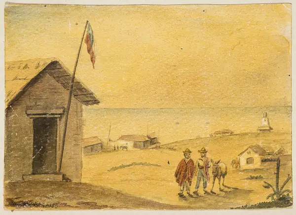 Valparaíso, Chile, sketched by Capt. Marcus Lowther, 1842–53