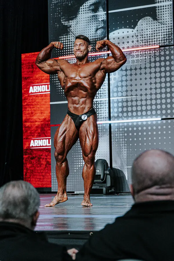 Ramon Dino (no. 7) on stage at the 2022 Arnold Classic, Columbus, Ohio, March 4, 2022, where he placed second (not the Olympia)