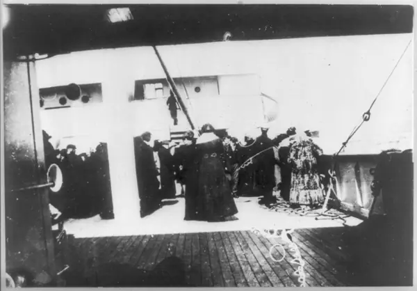 Titanic survivors aboard the Carpathia, 1912 (other survivors, not Williams)
