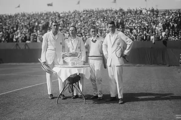Tilden, Johnston, Richards and Williams (right) with the Davis Cup, 1920s
