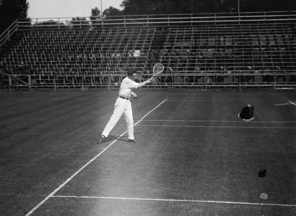 Williams practicing at the West Side Tennis Club, about June 1913