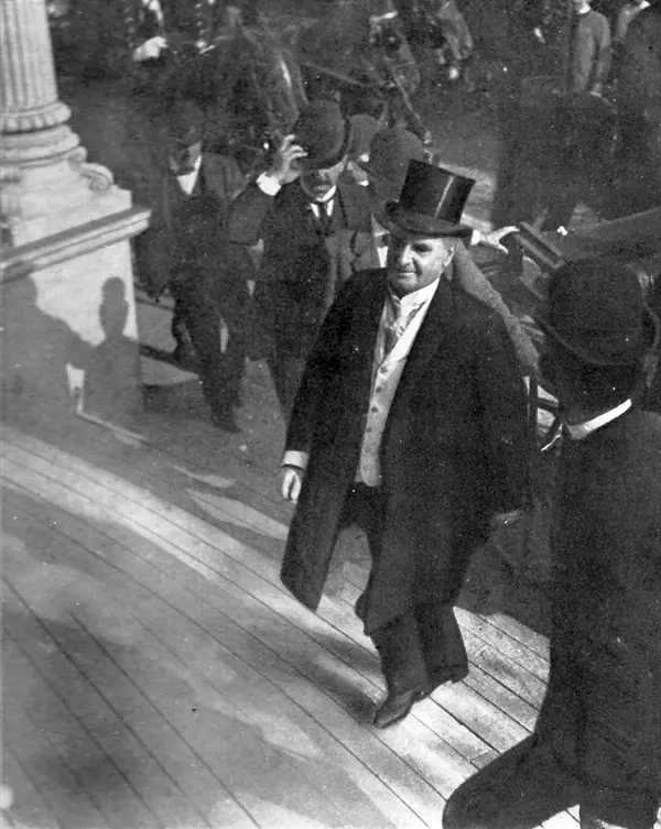 President McKinley climbing the steps of the Temple of Music, September 6, 1901