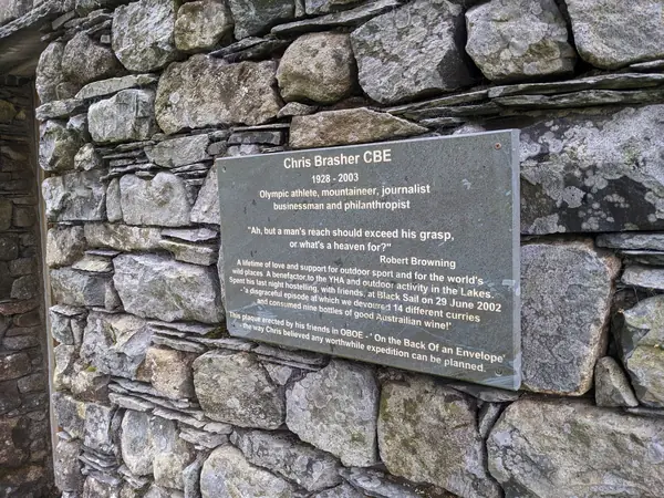 The memorial plaque to Chris Brasher in Ennerdale, Cumbria, July 6, 2022
