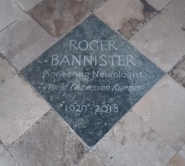 Roger Bannister’s memorial stone in Westminster Abbey, January 29, 2022