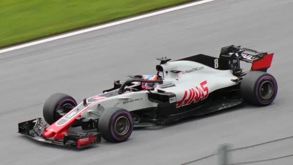 His number 8 Haas, with the halo, on the Austrian Grand Prix weekend, June 29, 2018