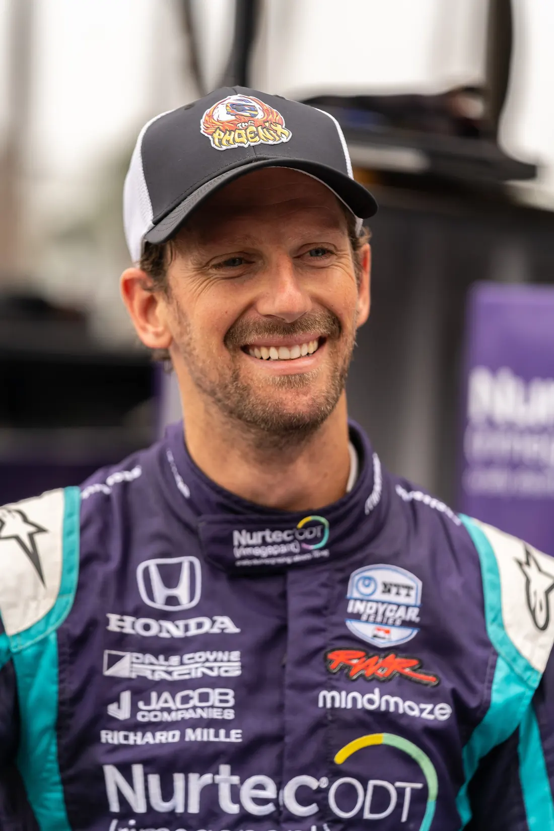 Romain Grosjean in the pits at the IndyCar race at Long Beach, September 26, 2021