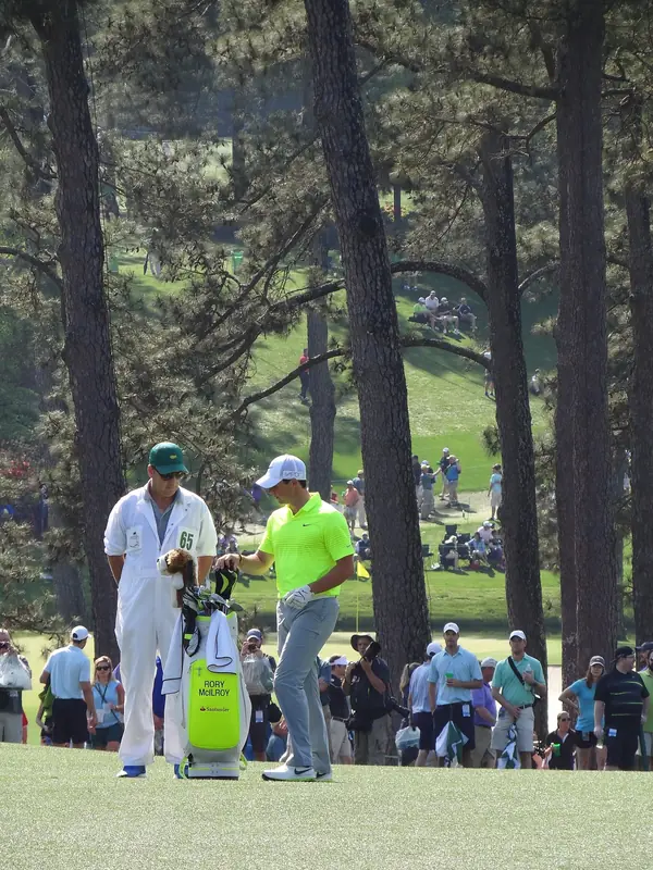 Rory McIlroy in a Tuesday practice round at the Masters, Augusta, April 7, 2015