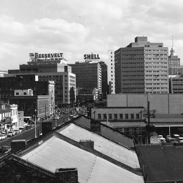 New Orleans Skyline - Tulane Avenue looking riverwards c 1960