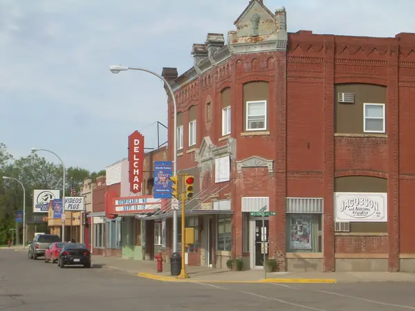Downtown Mayville, North Dakota, with the Delchar Theater, September 6, 2010 (his home town, not his home or office)