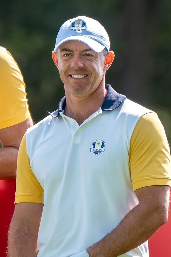Rory McIlroy smiling at Ryder Cup practice, Bethpage, September 23, 2025 (not 2016)