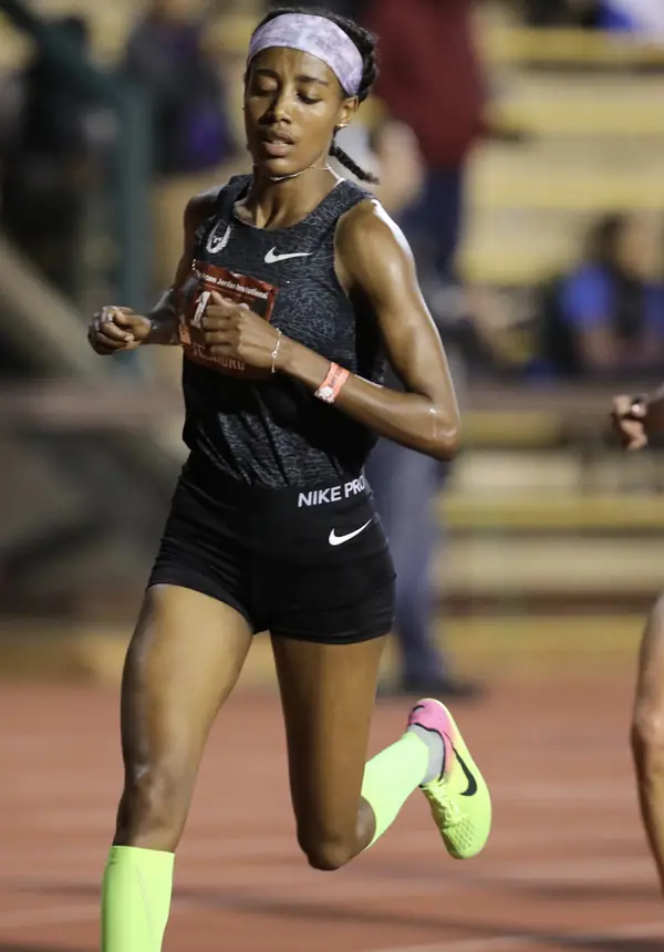 Sifan Hassan racing at the Payton Jordan Invitational, Stanford, May 2, 2019