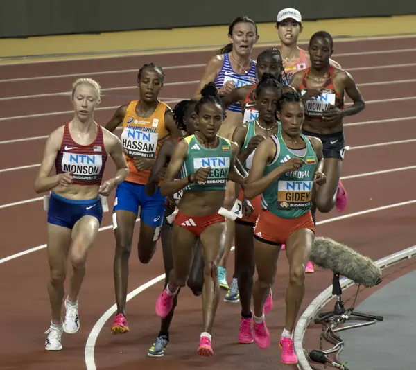 Sifan Hassan in the pack, 10,000-meter final, World Championships, Budapest, August 19, 2023 (not Tokyo)