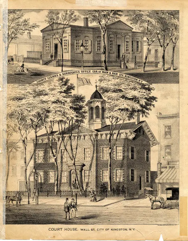 “Court House, Wall St. City of Kingston, N.Y.,” from F. W. Beers’s atlas of Ulster County, 1875