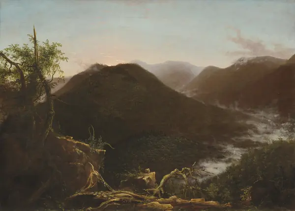 Sunrise in the Catskills, by Thomas Cole, 1826 (painted the year she left; not her route)