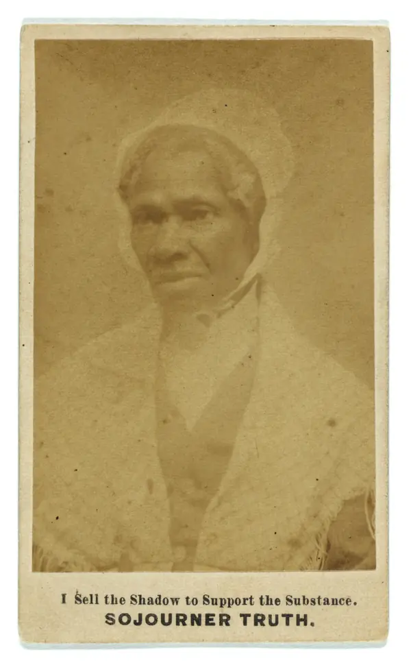 Sojourner Truth, carte de visite captioned “I Sell the Shadow to Support the Substance,” 1864