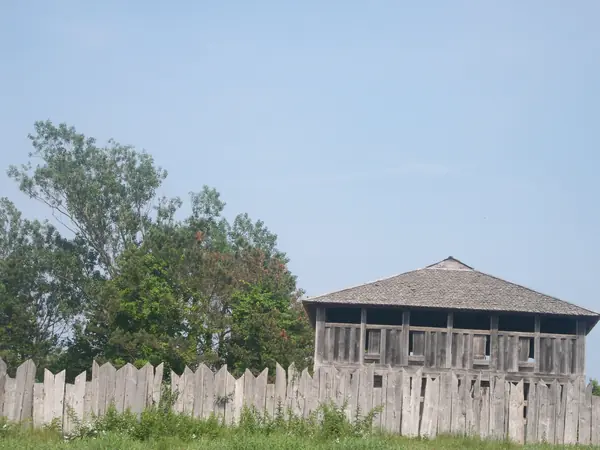 The reconstructed English village and fort at Plimoth Patuxet Museums, 2008 (a modern reconstruction)