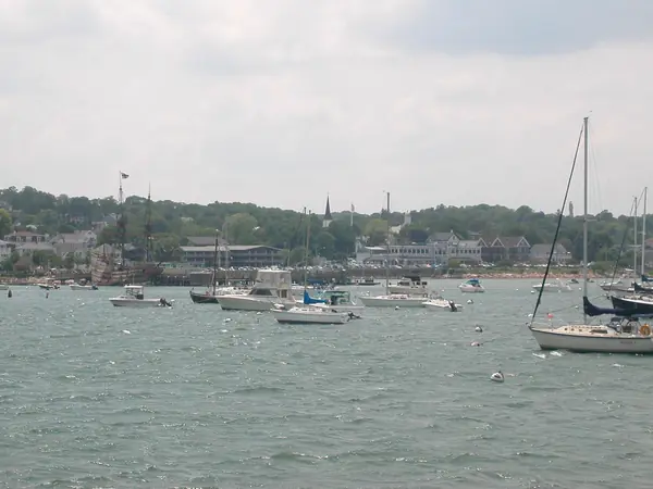 Plymouth Harbor, Massachusetts, with the Mayflower II replica, 2008