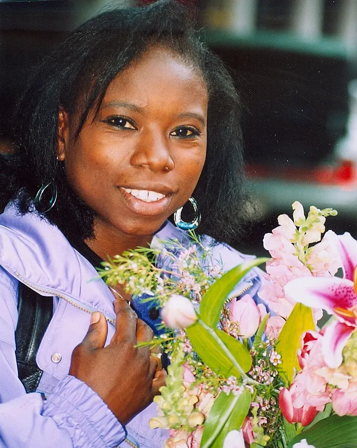 Surya Bonaly with a bouquet, Baltimore, Maryland, 2001 (not the 1998 Olympics)