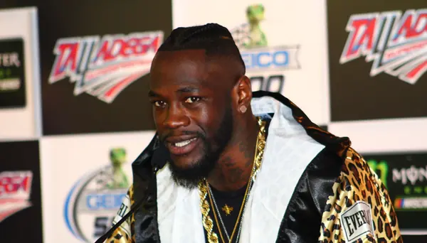 Deontay Wilder at a press event, May 2018 (cropped; not the Fury fight)