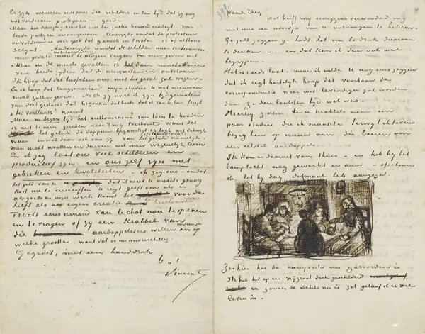 Vincent’s letter to Theo from Nuenen, April 9, 1885, with a sketch of The Potato Eaters (not the unsent letter of 1890)