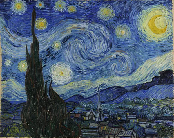 The Starry Night, painted by Vincent van Gogh at the asylum in Saint-Rémy, June 1889