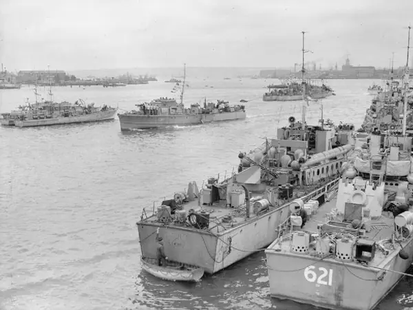 Royal Navy Coastal Forces motor torpedo boats and motor gun boats at HMS Hornet, Gosport, June 4, 1944 (not the boat that landed her)