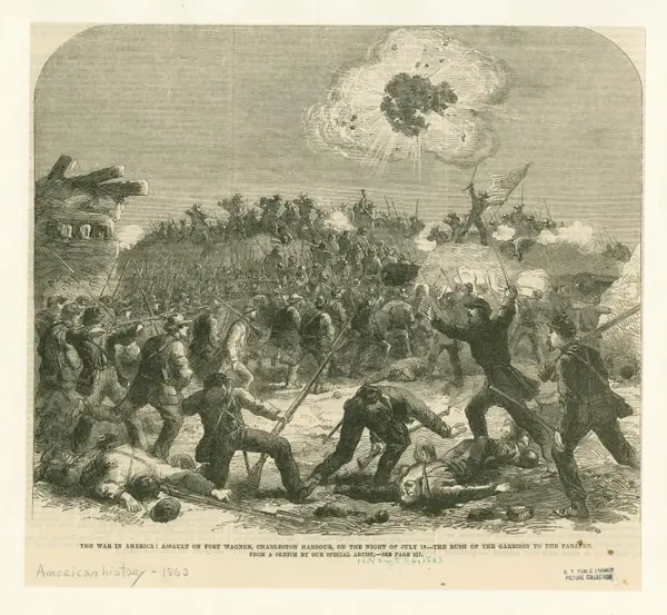 Assault on Fort Wagner, Charleston Harbour, on the night of July 18, 1863
