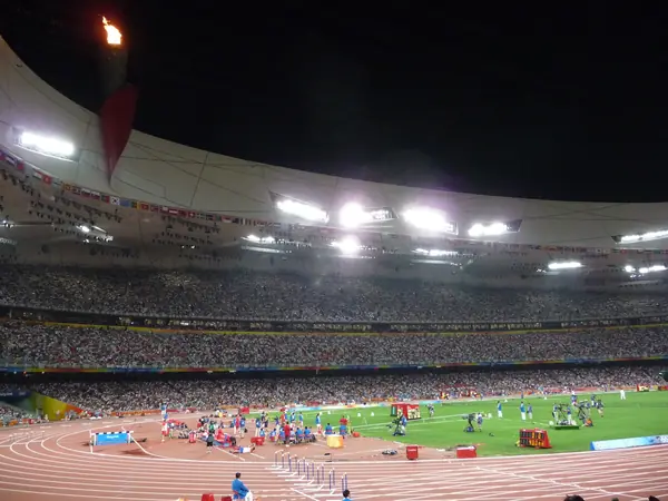 Inside the Beijing National Stadium at night during the Olympic athletics, August 16, 2008 (not the final)